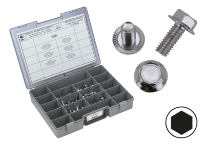 ASSORTIMENTO VITI CROMATE CON SCAVATURE PER MONTAGGIO FLANGE