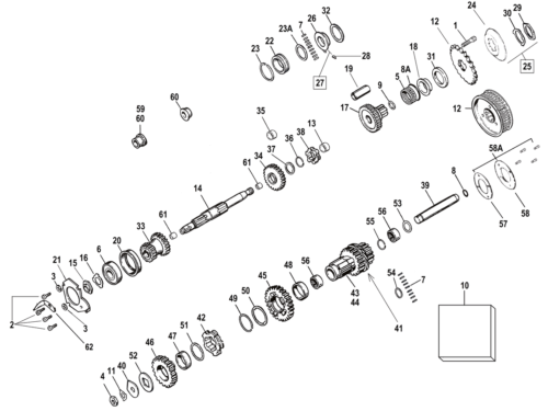 INGRANAGGI E ALBERI CAMBIO PER BIG TWIN 4 MARCE