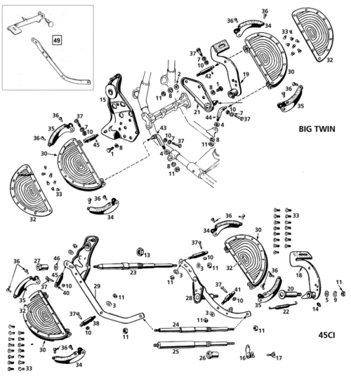 PARTI PER PEDANE PRIMI BIG TWIN & 45CI | 1 PARTI PER PEDANE PRIMI BIG TWIN & 45CI