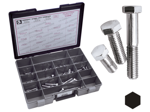 ASSORTIMENTO BULLONI UNC A TESTA ESAGONALE CROMATI