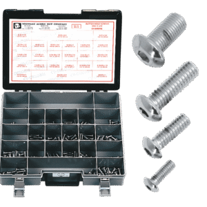 ASSORTIMENTO VITI A BRUGOLA CON TESTA BOMBATA CROMATE