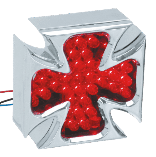 LUCE POSTERIORE A CROCE DI MALTA IN ALLUMINIO BILLET CROMATO A LED | 1 LUCE POSTERIORE A CROCE DI MALTA IN ALLUMINIO BILLET CROMATO A LED