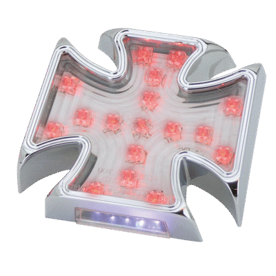 FANALE POSTERIORE A LED IN BILLET CROMATO A CROCE MALESE