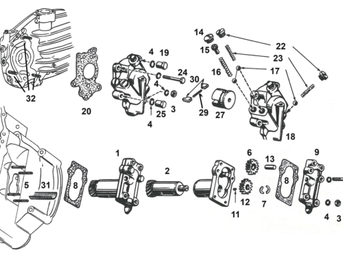 OIL & SCAVENGER PUMP ON SIDE VALVE MODELS