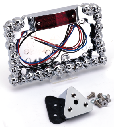 SUPPORTO TARGA CON LUCE A LED "SKULL MANIAC"