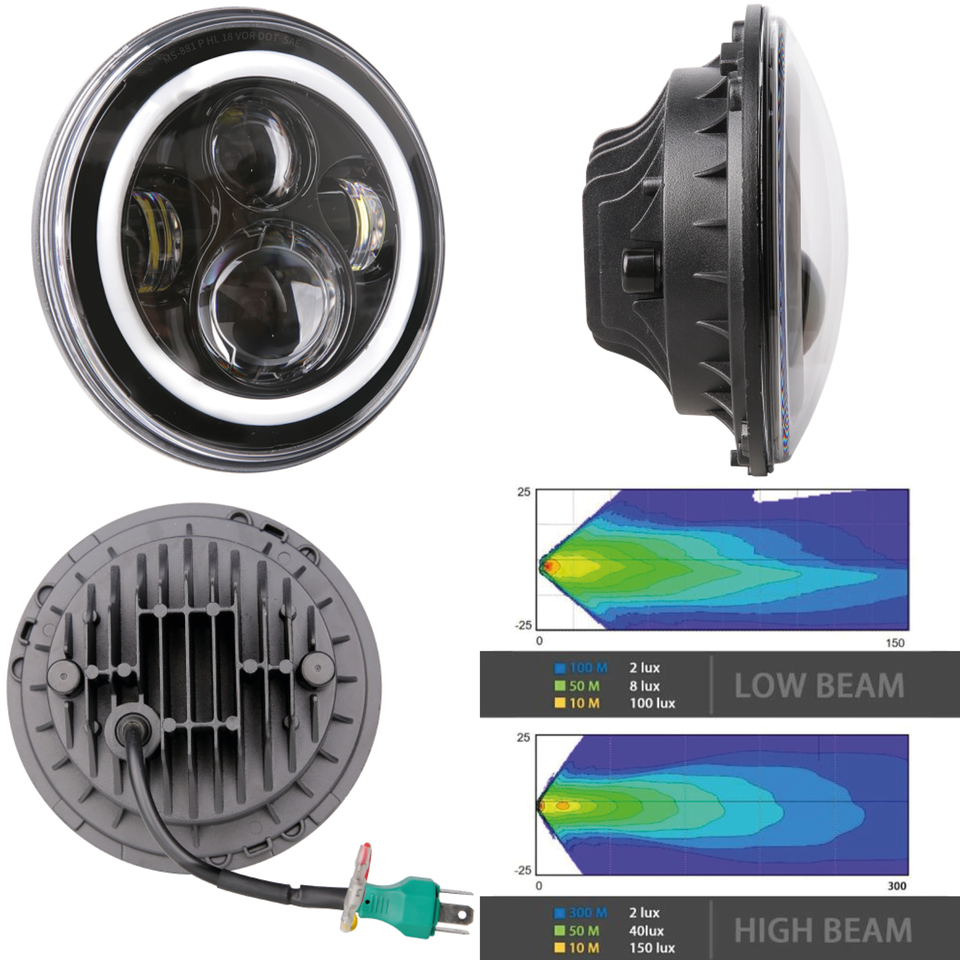 PARABOLA A LED WRANGLER DA 7" CON ANELLO HALO | 1 PARABOLA A LED  WRANGLER DA 7" CON ANELLO HALO