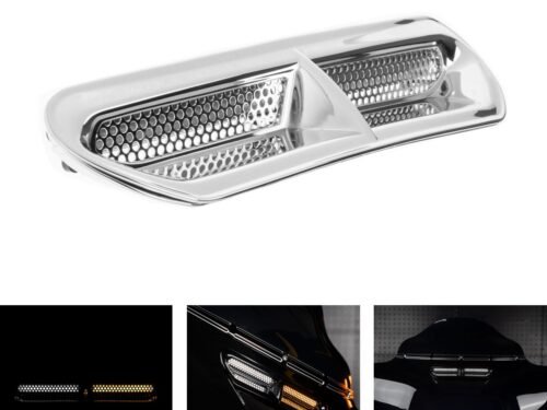 HW129101 HOGWORKZ® Batwing LED Vent Insert (DRL / Turn Signal) - Chrome