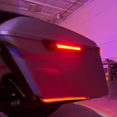 Chrome Saddlebag LED Latch Coverz™ for Harley® Touring '14-'25 | Smoked Lens