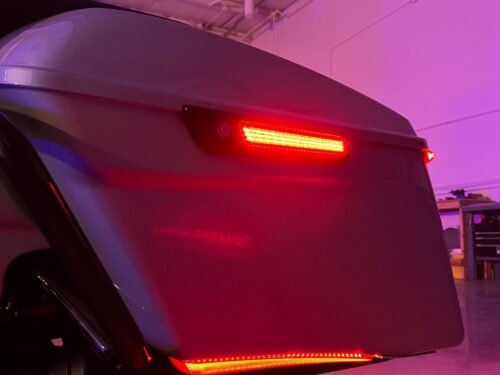 HW307118 Chrome Saddlebag LED Latch Coverz™ for Harley® Touring '14-'25 | Smoked Lens