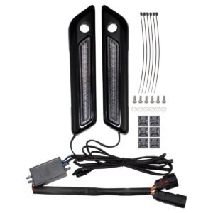 Black Saddlebag LED Latch Coverz™ for Harley® Touring '14-'25 | Smoked Lens