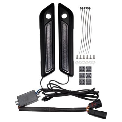 Black Saddlebag LED Latch Coverz™ for Harley® Touring '14-'25 | Smoked Lens