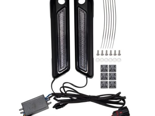 HW307119 Black Saddlebag LED Latch Coverz™ for Harley® Touring '14-'25 | Smoked Lens