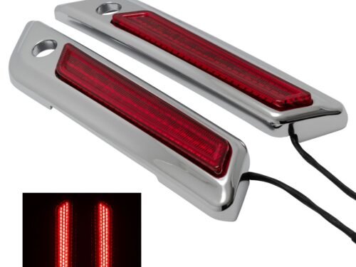 HW307133 Chrome Saddlebag LED Latch Coverz™ for Harley® Touring '14-'25 | Red Lens