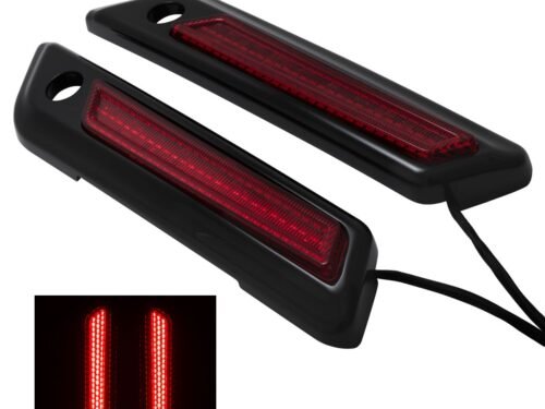 HW307134 Black Saddlebag LED Latch Coverz™ for Harley® Touring '14-'25 | Red Lens