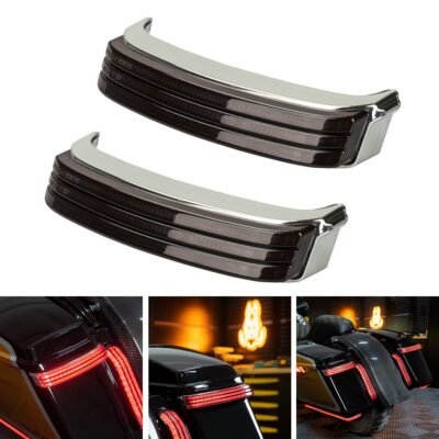 HOGWORKZ® Trilogy™ LED Saddlebag Lights for Harley® Touring '14-'25 | Chrome (Smoked Lens)